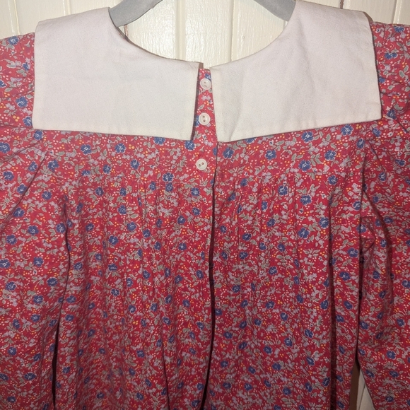 Vintage Mousefeathers Red Floral Print Long Sleeve Collared Girls' Dress Size 14 - Picture 6 of 8